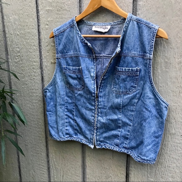 vintage distressed acid wash denim vest jacket - Picture 4 of 5